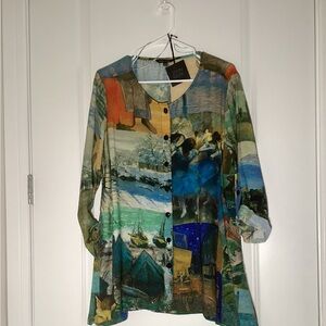 John Marc Tunic, Size small, NWT, pockets, roll up sleeve